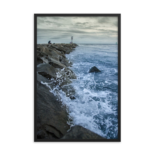 Splashing on the Jetty Coastal Landscape Framed Photo Paper Wall Art Prints