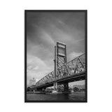 Lift Bridge of Jacksonville Florida Black and White Urban Landscape Photo Framed Wall Art Print