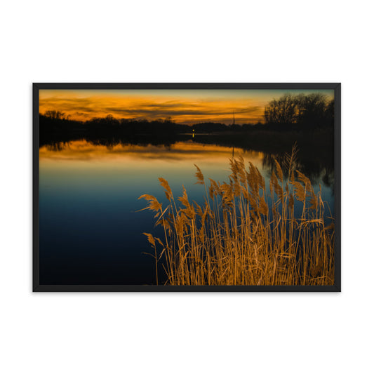 Sunset at Reedy Point Pond Landscape Framed Photo Paper Wall Art Prints