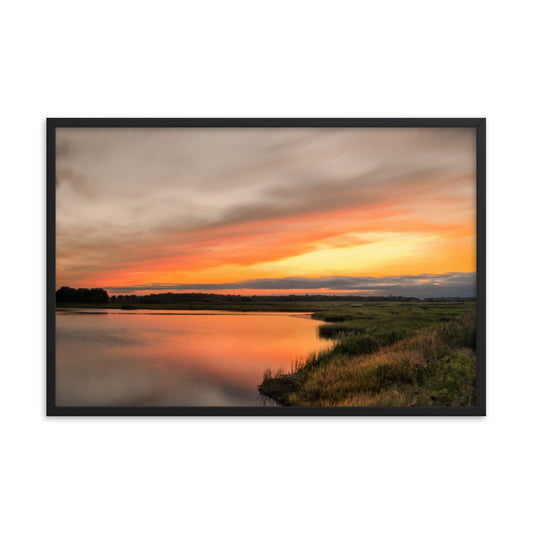 Sunset Over Woodland Marsh Framed Photo Paper Wall Art Prints