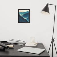 Misty Blue Silhouette Mountain Range Framed Photo Paper Wall Art Prints