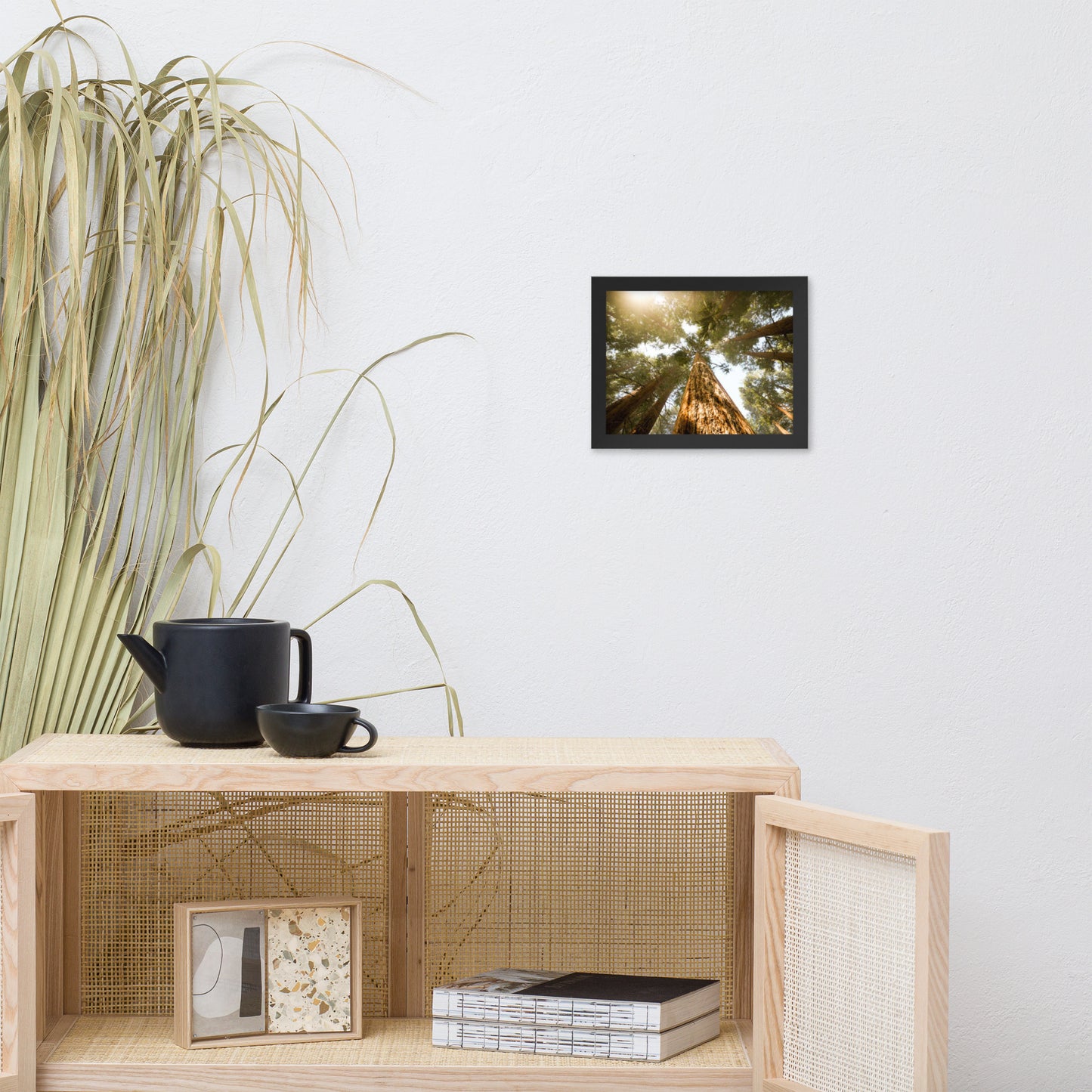 Looking Up Pine Trees Botanical Nature Photograph Framed Wall Art Print