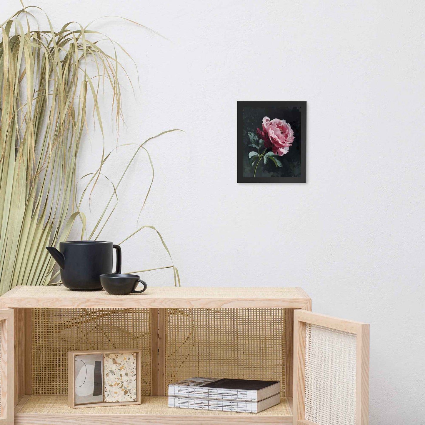 Peony Wall Art: A Soft Illumination Floral Nature Digital Artwork Framed Wall Art Print