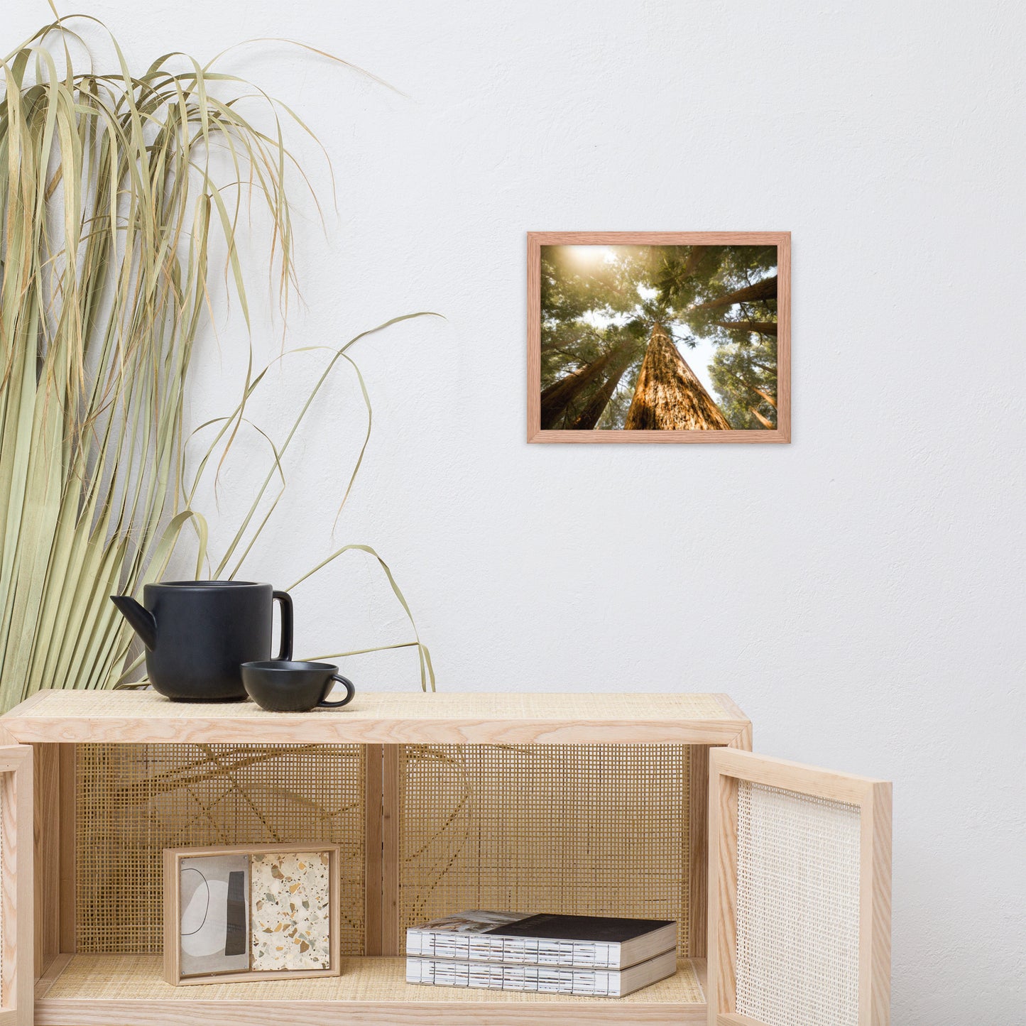 Looking Up Pine Trees Botanical Nature Photograph Framed Wall Art Print