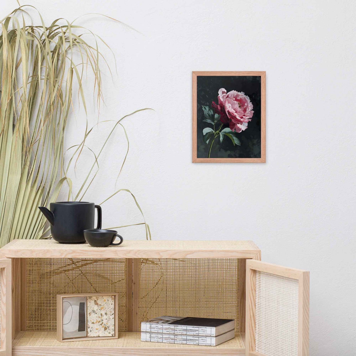 Peony Wall Art: A Soft Illumination Floral Nature Digital Artwork Framed Wall Art Print