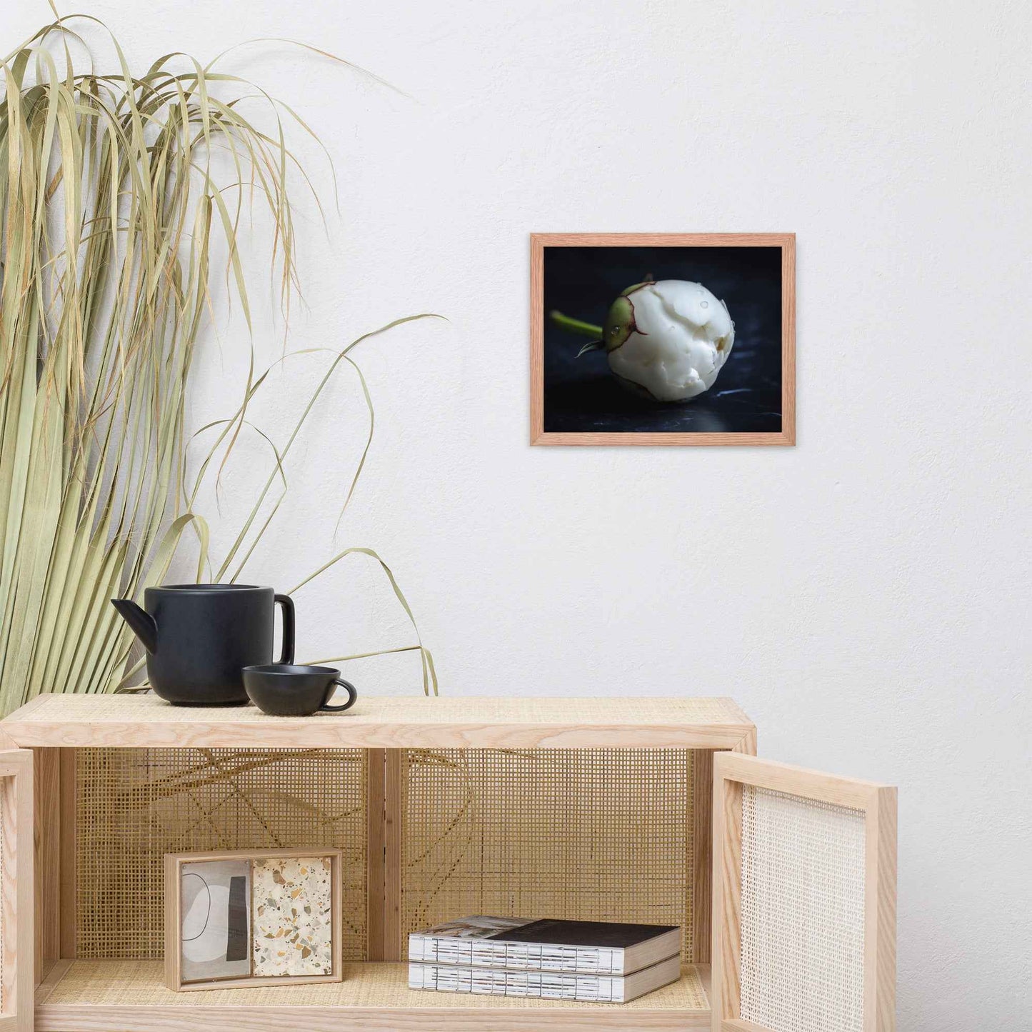 Stark Botanical Peony Bud Floral Photorealistic Digital Artwork Framed Wall Art Print