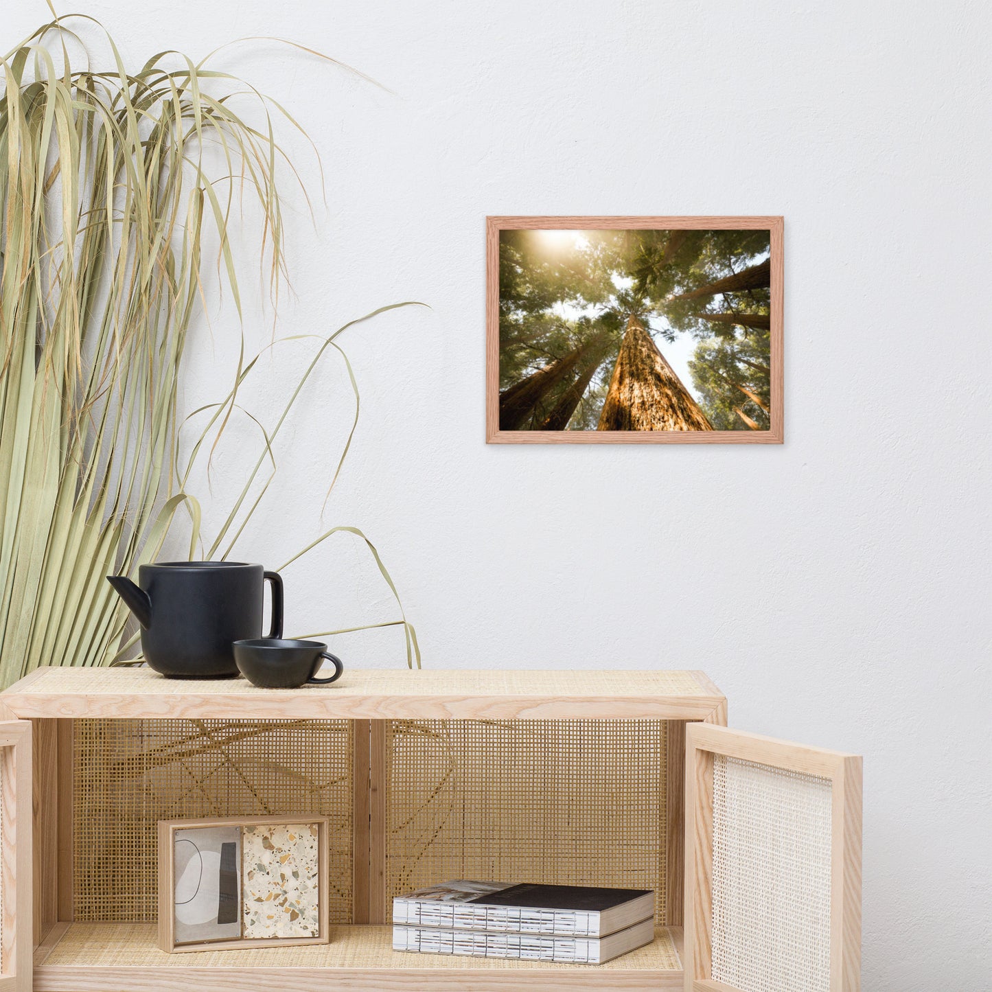 Looking Up Pine Trees Botanical Nature Photograph Framed Wall Art Print