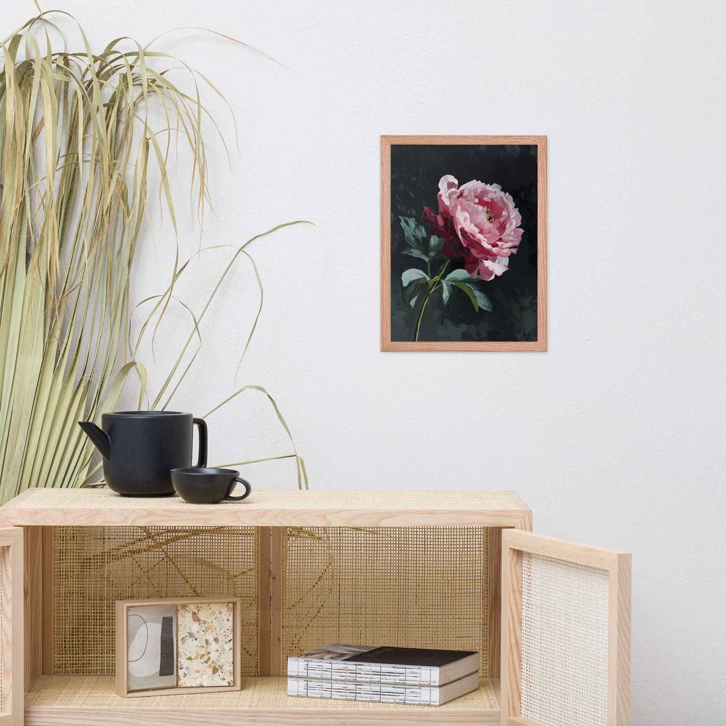 Peony Wall Art: A Soft Illumination Floral Nature Digital Artwork Framed Wall Art Print