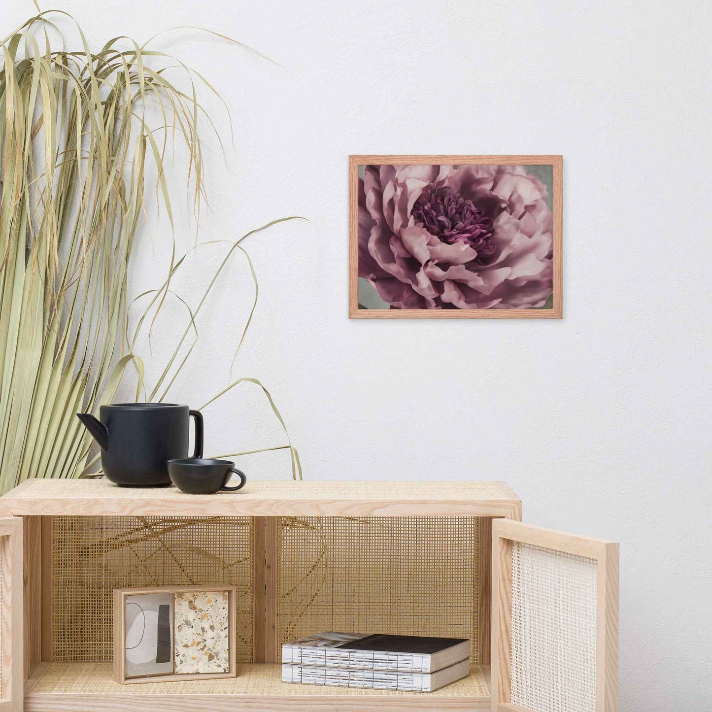 Painted Grace Floral Digital Artwork Pink Peony Wall Art Framed Print