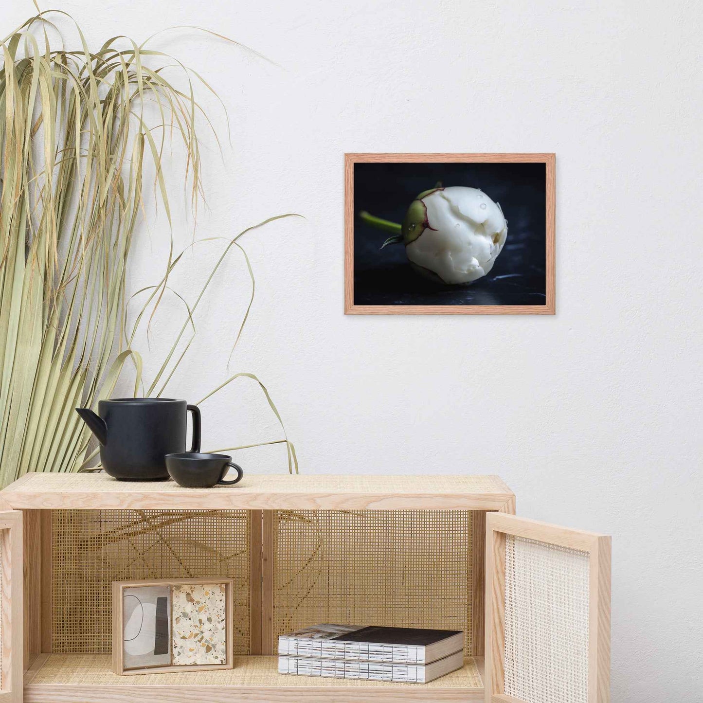 Stark Botanical Peony Bud Floral Photorealistic Digital Artwork Framed Wall Art Print