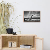 Train Drawbridge Jacksonville Black and White Cityscape Photo Framed Wall Art Print