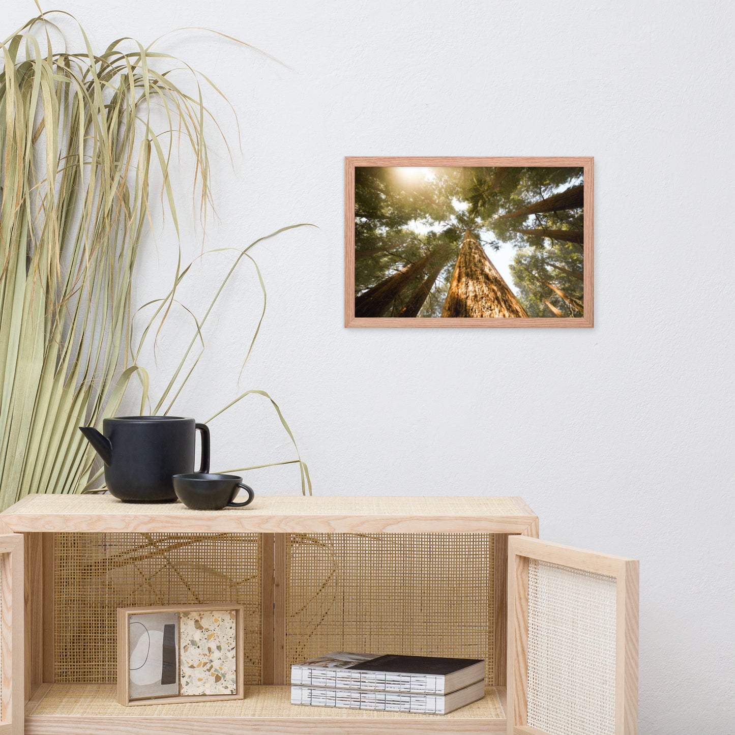 Looking Up Pine Trees Botanical Nature Photograph Framed Wall Art Print