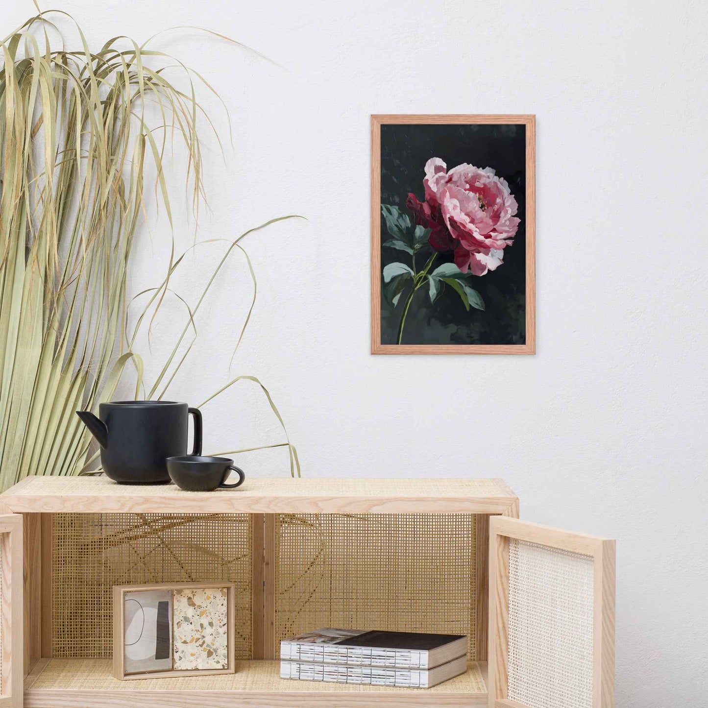 Peony Wall Art: A Soft Illumination Floral Nature Digital Artwork Framed Wall Art Print