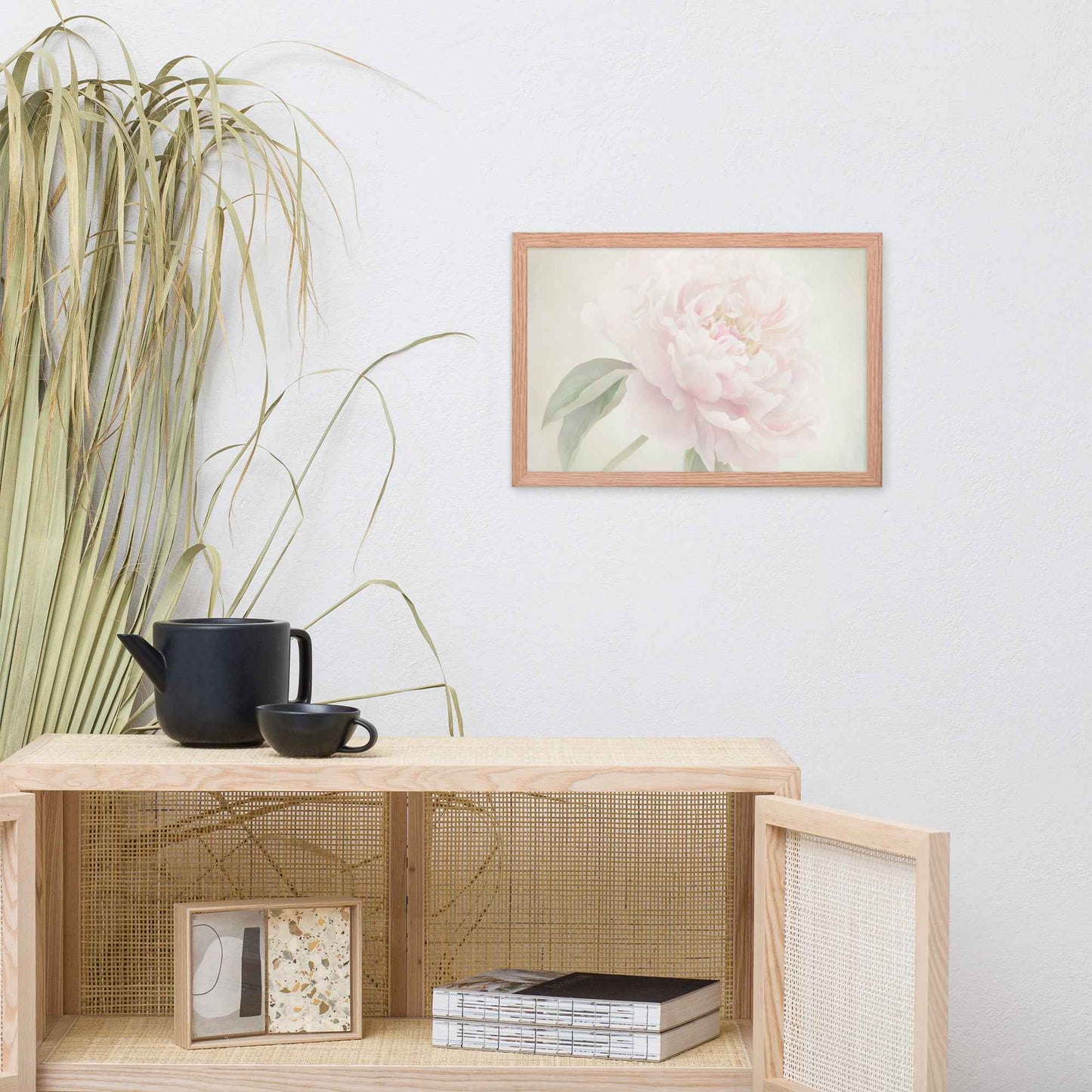 Hazy Bloom Floral Digital Artwork Peony Still Life Framed Wall Art Print