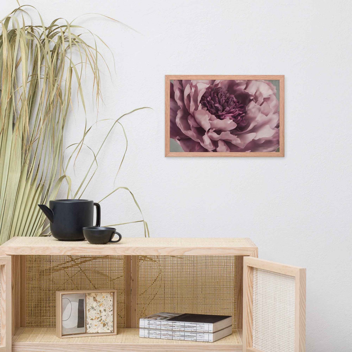 Painted Grace Floral Digital Artwork Pink Peony Wall Art Framed Print