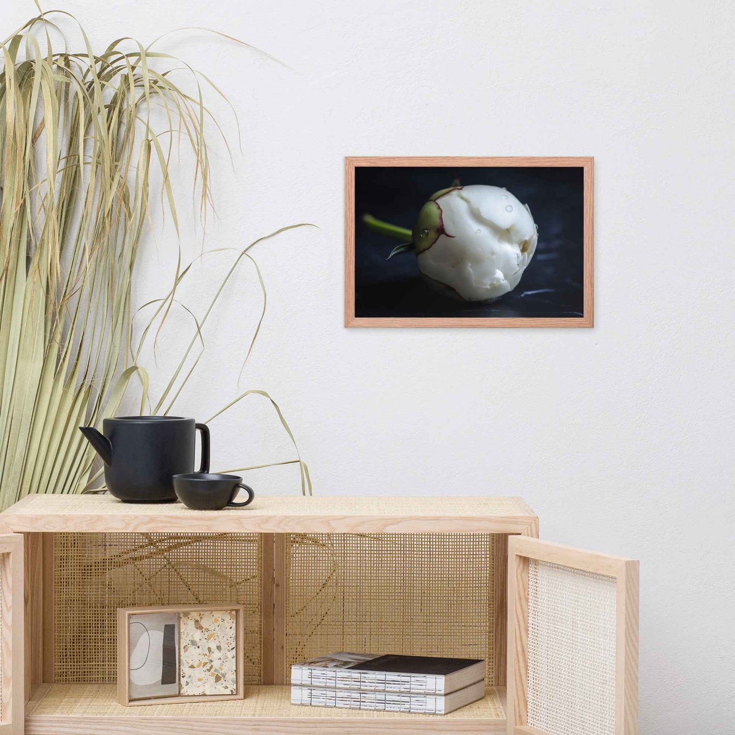 Stark Botanical Peony Bud Floral Photorealistic Digital Artwork Framed Wall Art Print