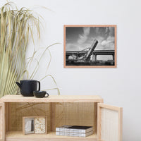 Train Drawbridge Jacksonville Black and White Cityscape Photo Framed Wall Art Print