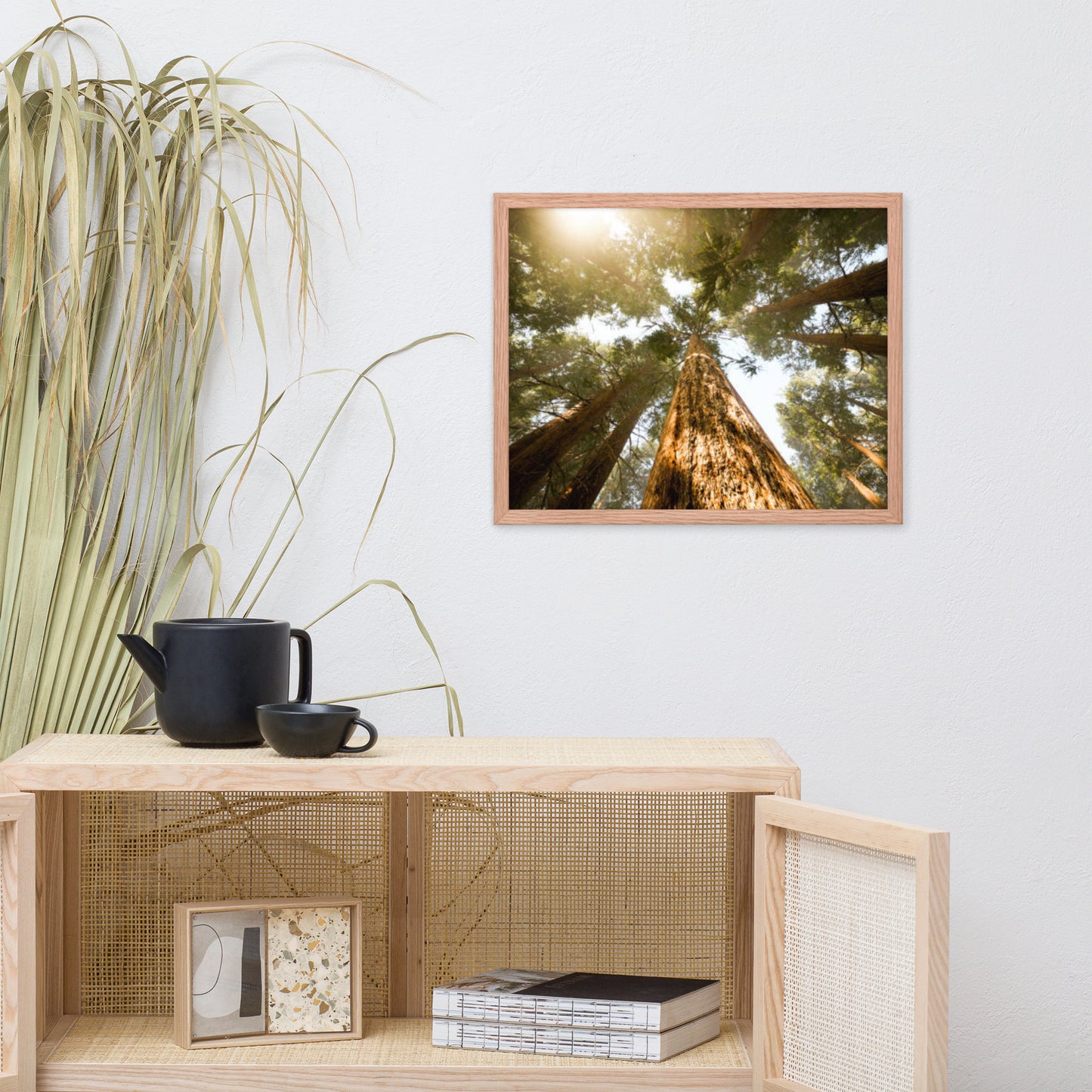 Looking Up Pine Trees Botanical Nature Photograph Framed Wall Art Print