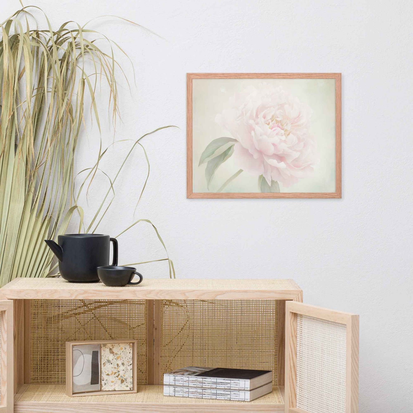 Hazy Bloom Floral Digital Artwork Peony Still Life Framed Wall Art Print