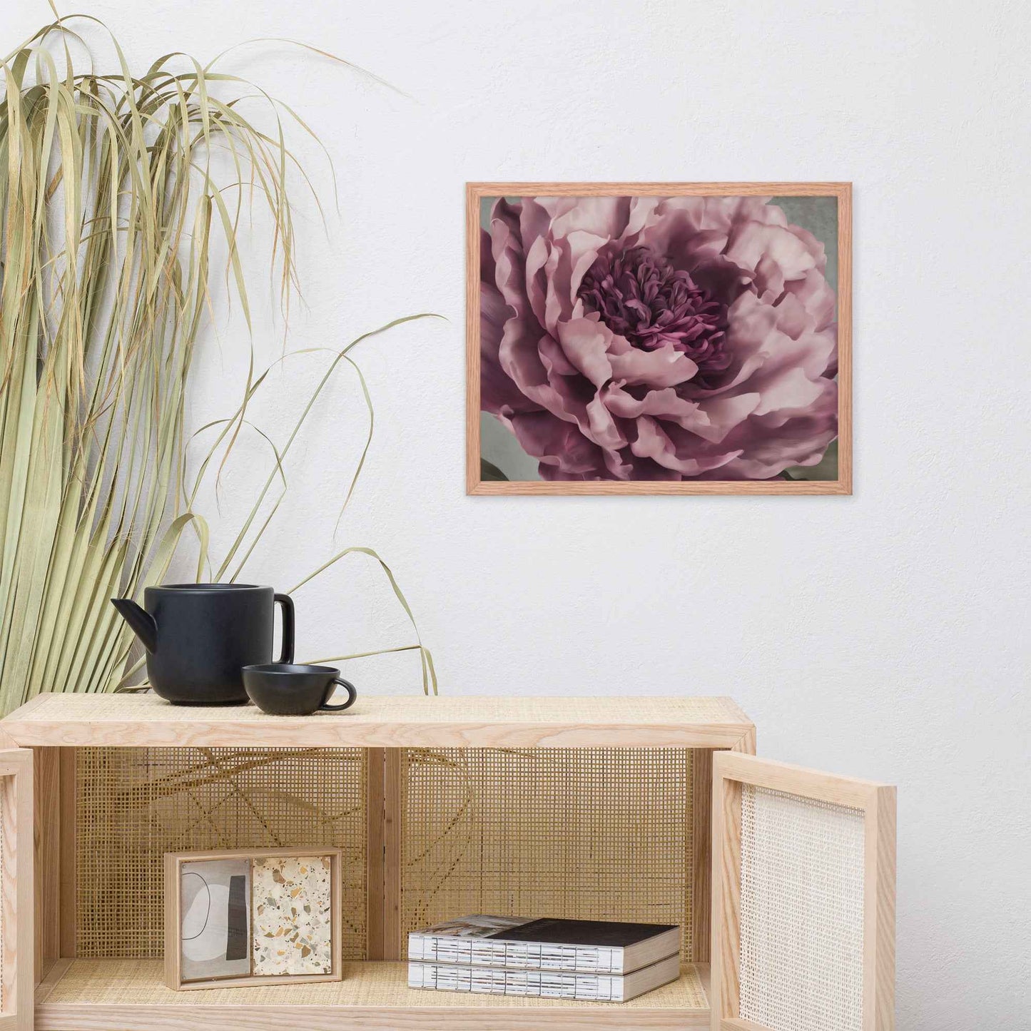 Painted Grace Floral Digital Artwork Pink Peony Wall Art Framed Print