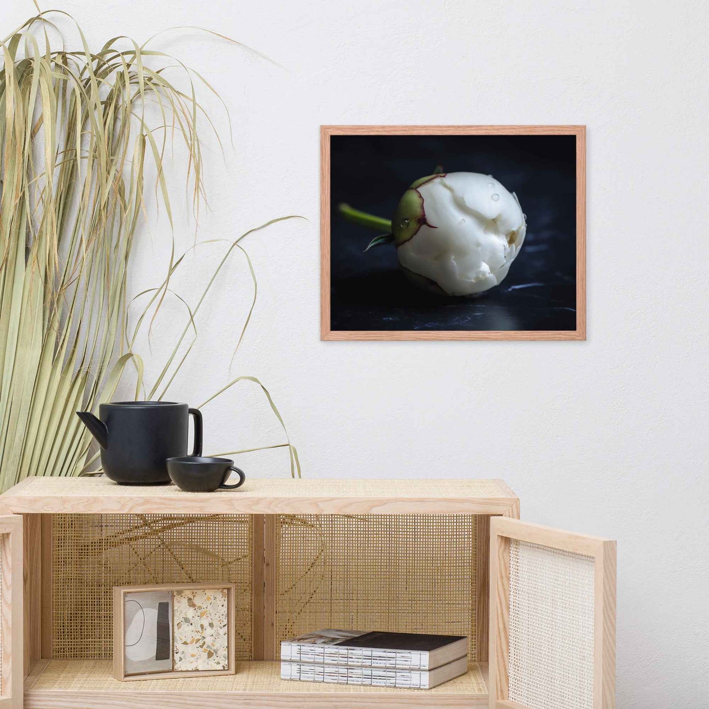 Stark Botanical Peony Bud Floral Photorealistic Digital Artwork Framed Wall Art Print