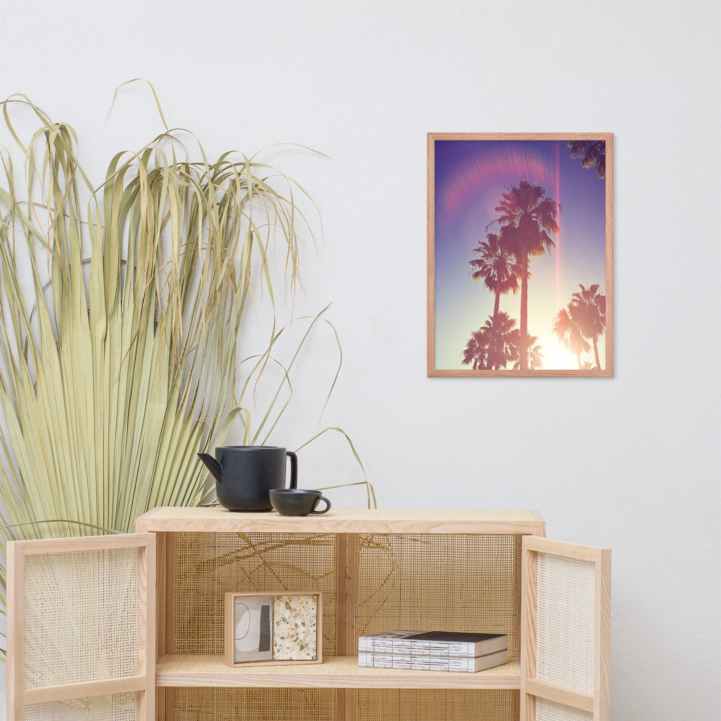 Retro Palm Trees Coastal Beach Botanical Nature Photograph Framed Wall Art Print