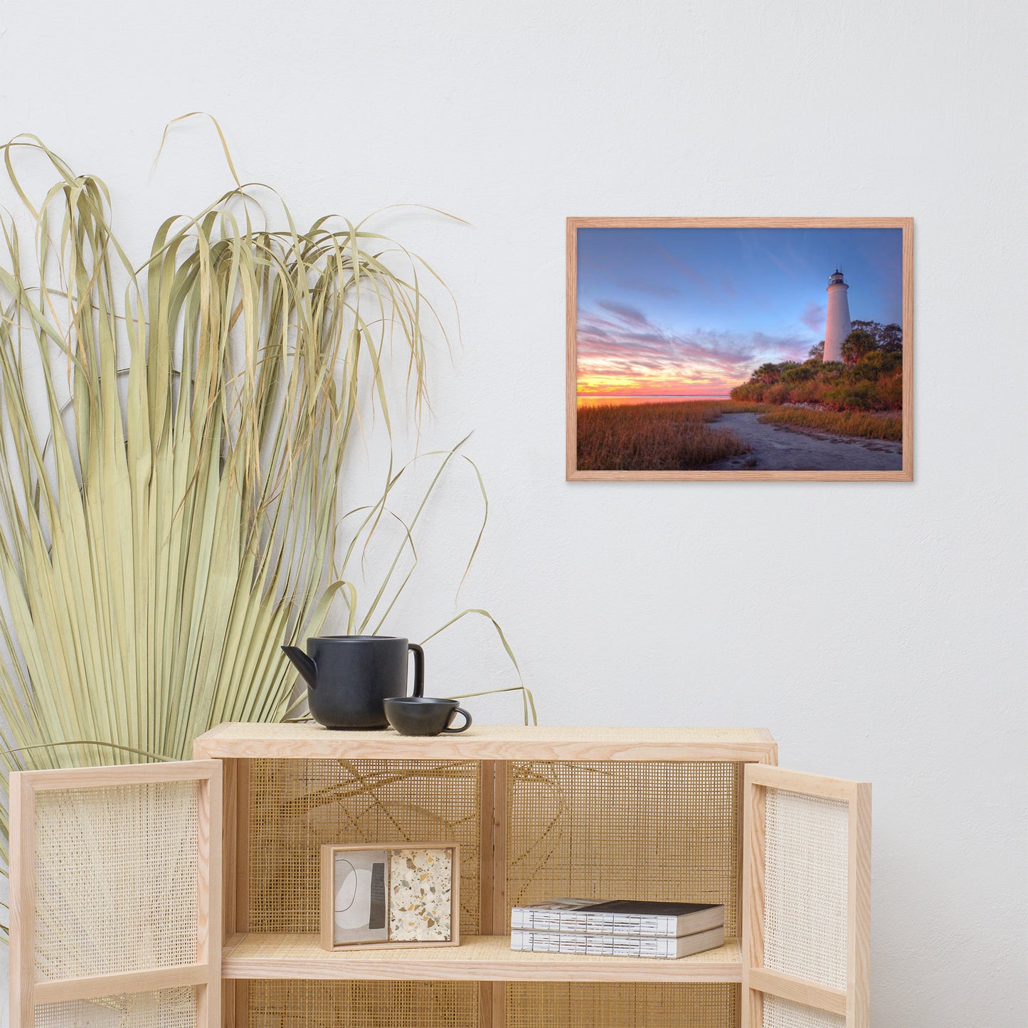 St. Marks Majesty A Beacon of Tranquility Lighthouse Architectural Coastal Beach Photograph Framed Wall Art print