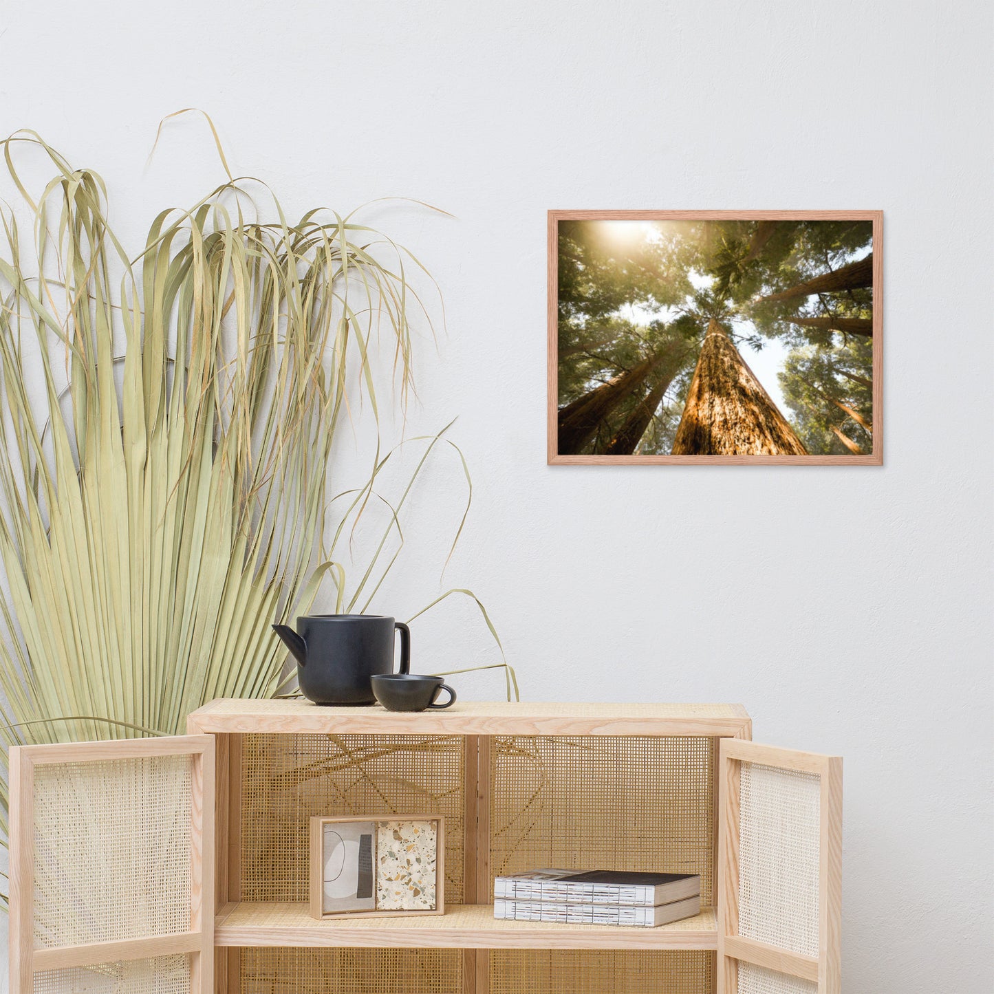 Looking Up Pine Trees Botanical Nature Photograph Framed Wall Art Print