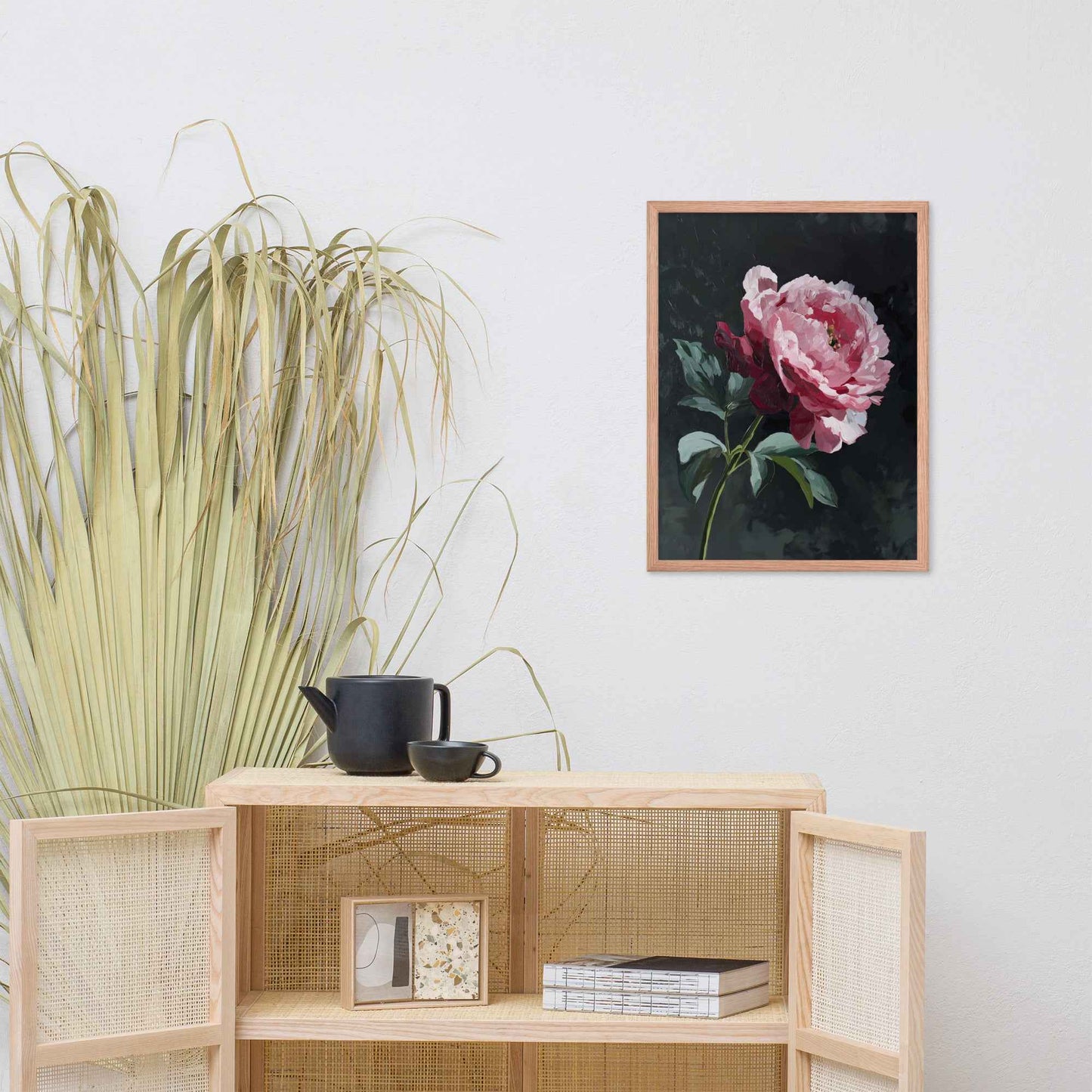 Peony Wall Art: A Soft Illumination Floral Nature Digital Artwork Framed Wall Art Print