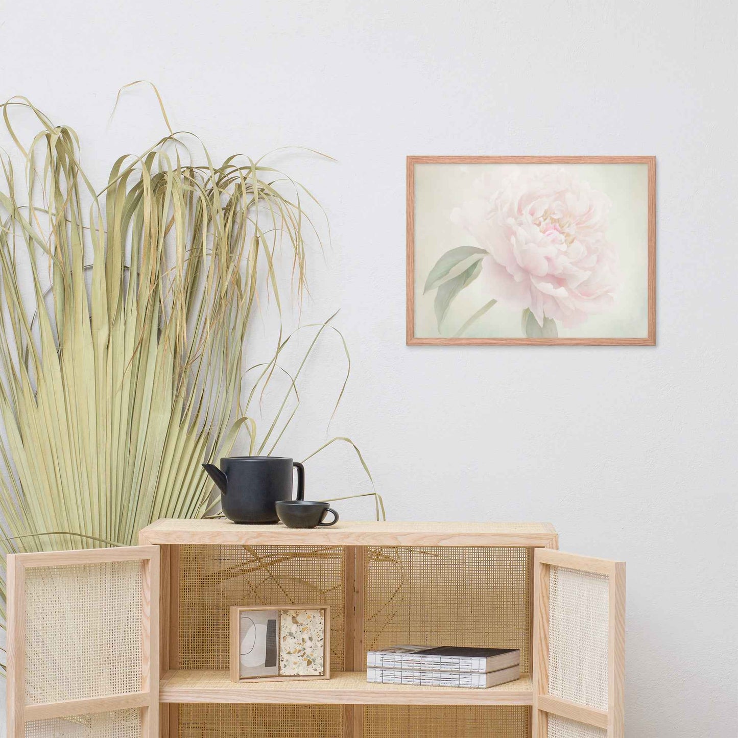 Hazy Bloom Floral Digital Artwork Peony Still Life Framed Wall Art Print