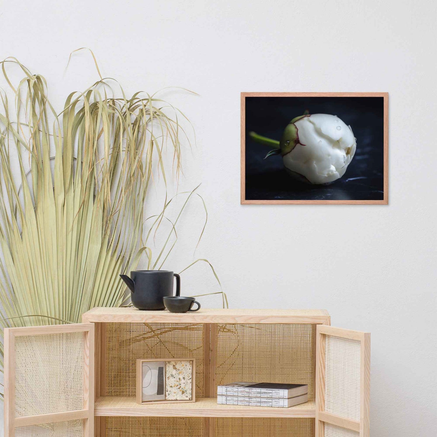 Stark Botanical Peony Bud Floral Photorealistic Digital Artwork Framed Wall Art Print