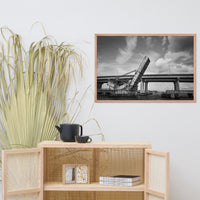 Train Drawbridge Jacksonville Black and White Cityscape Photo Framed Wall Art Print