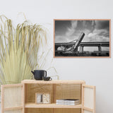 Train Drawbridge Jacksonville Black and White Cityscape Photo Framed Wall Art Print