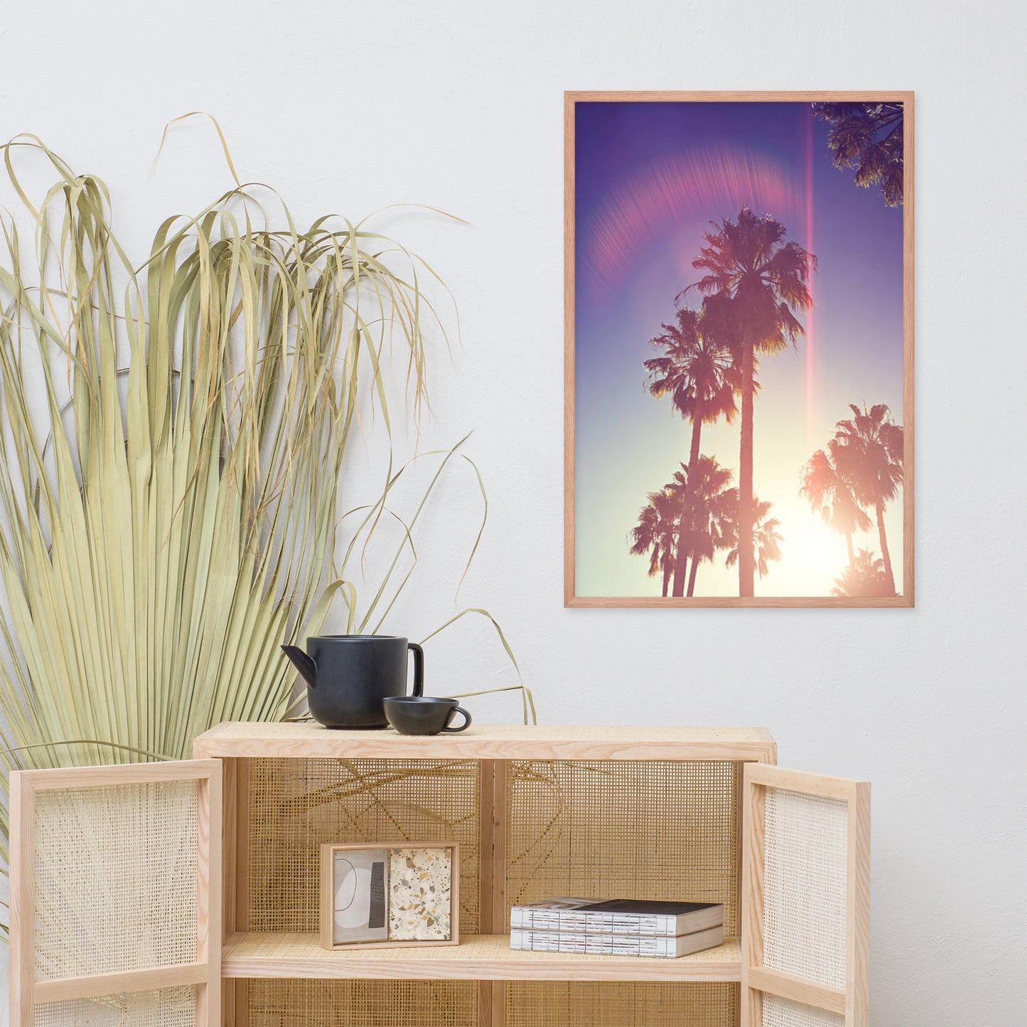 Retro Palm Trees Coastal Beach Botanical Nature Photograph Framed Wall Art Print