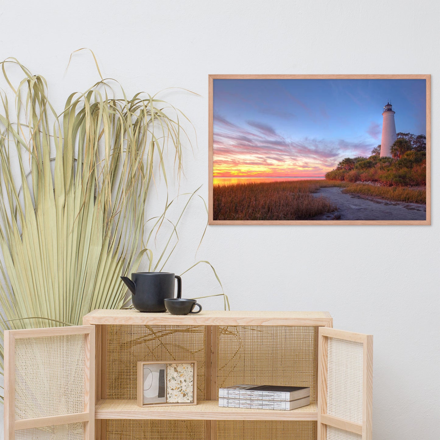 St. Marks Majesty A Beacon of Tranquility Lighthouse Architectural Coastal Beach Photograph Framed Wall Art print