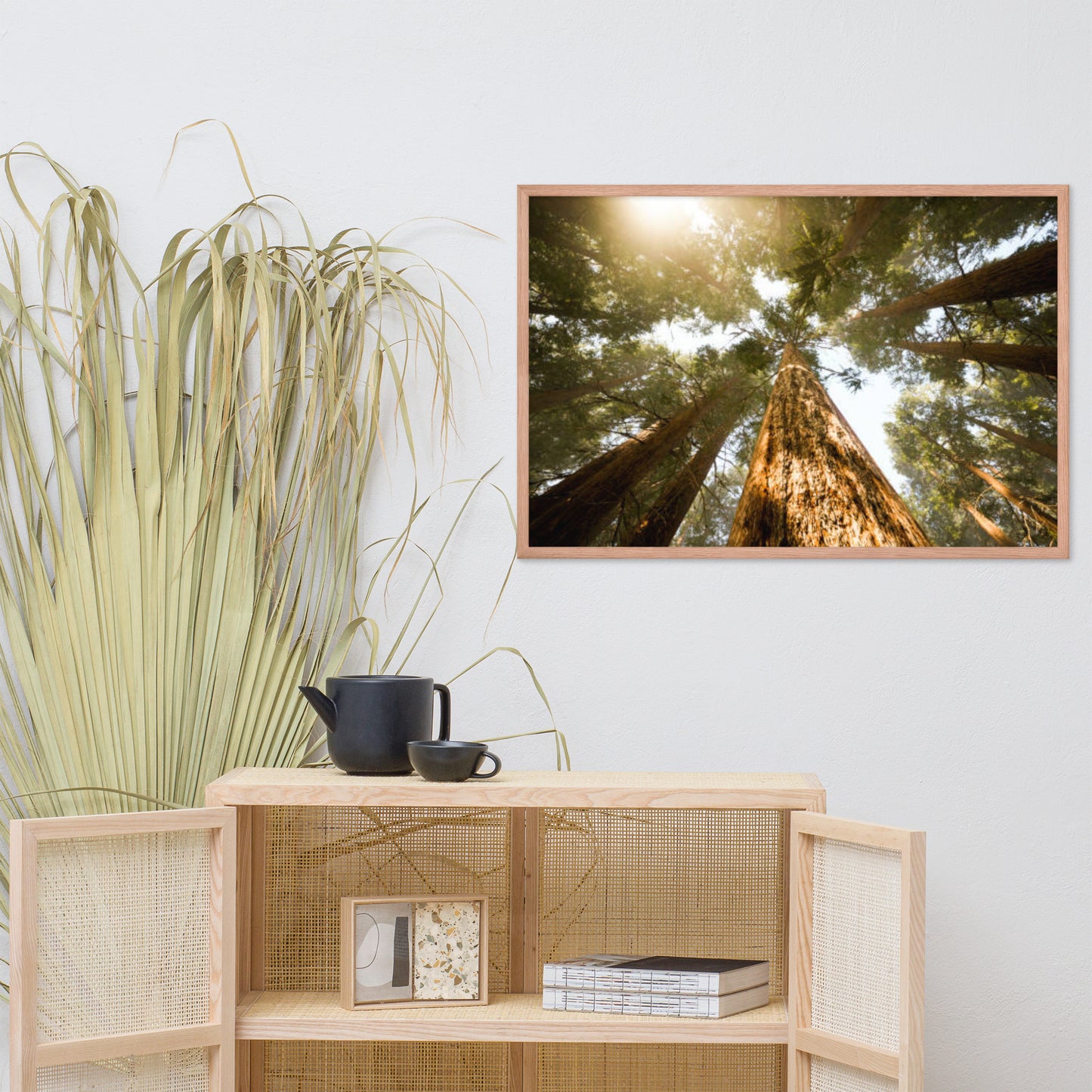 Looking Up Pine Trees Botanical Nature Photograph Framed Wall Art Print