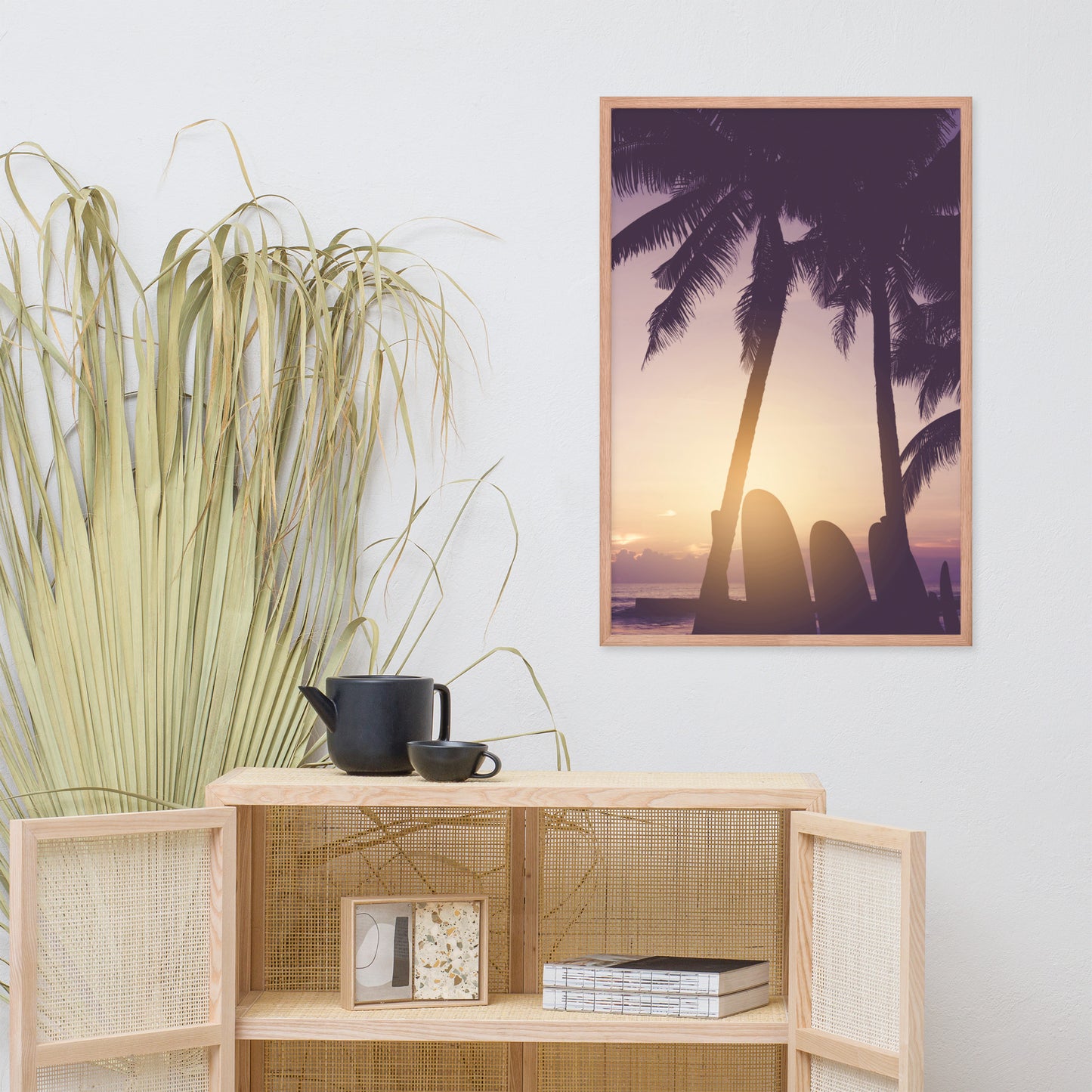 Surfer's Sunset Tropical Coastal Scene Lifestyle Photograph Framed Wall Art Print