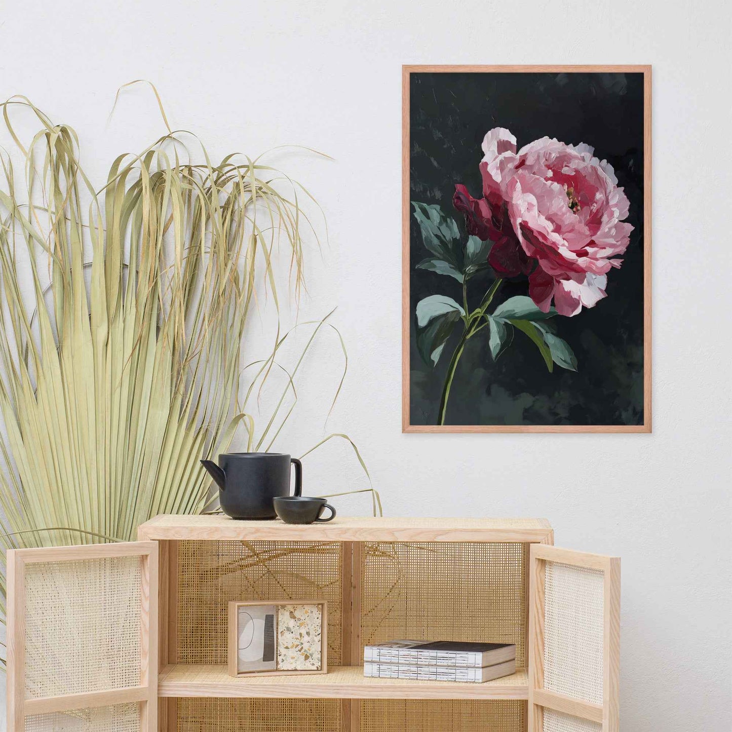 Peony Wall Art: A Soft Illumination Floral Nature Digital Artwork Framed Wall Art Print