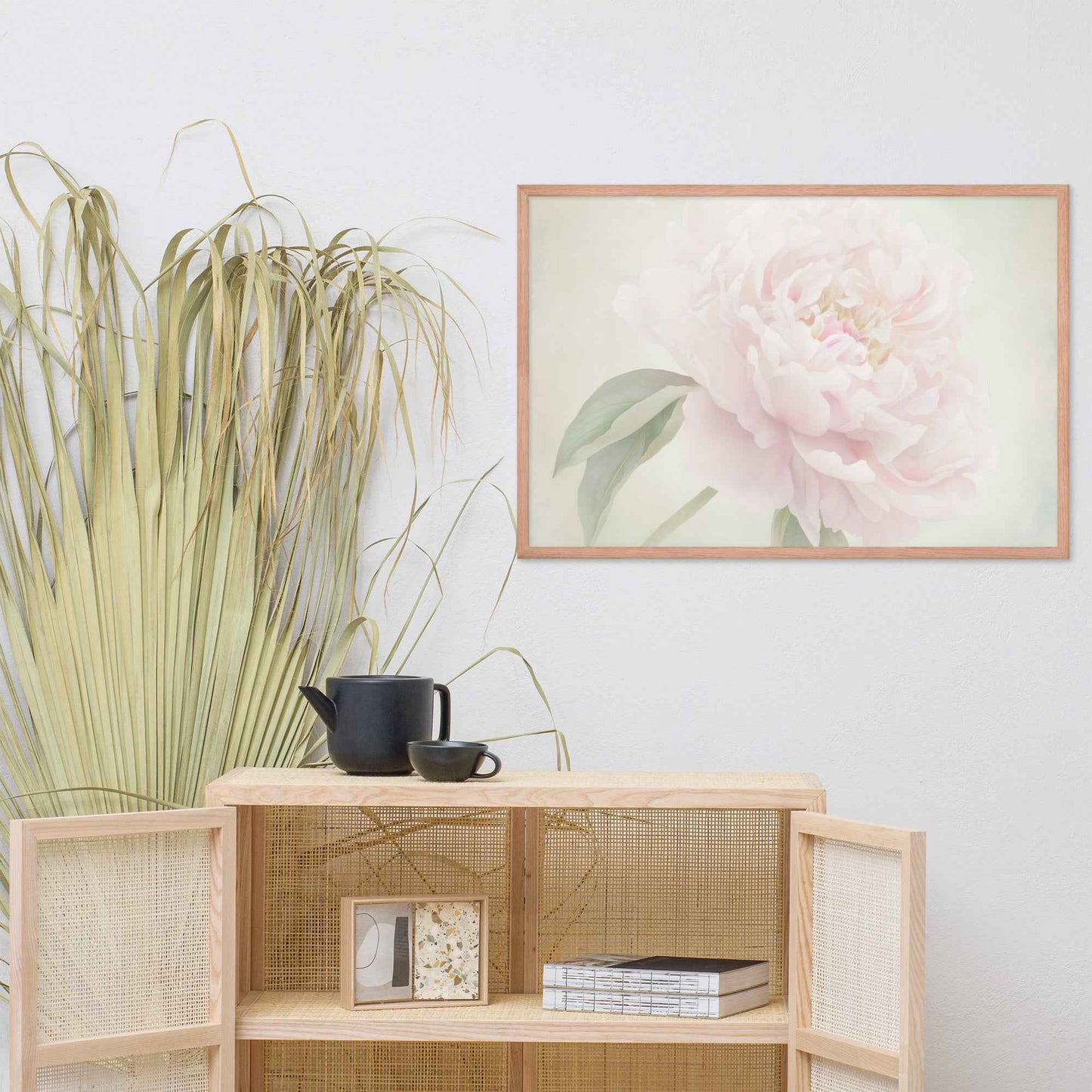 Hazy Bloom Floral Digital Artwork Peony Still Life Framed Wall Art Print