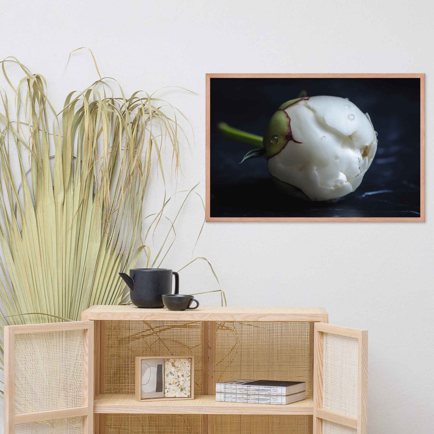 Stark Botanical Peony Bud Floral Photorealistic Digital Artwork Framed Wall Art Print