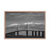 Skyway Bridge Black and White Coastal Landscape Framed Photo Paper Wall Art Prints