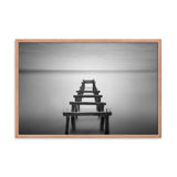 Soft Lake and Abandoned Pier Black and White Framed Wall Art Prints