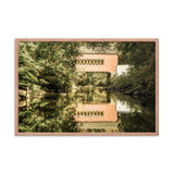 The Reflections of Wooddale Covered Bridge Aged Framed Photo Paper Wall Art Prints