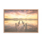 Sunset Pillars and Reflections on Lake Framed Wall Art Print