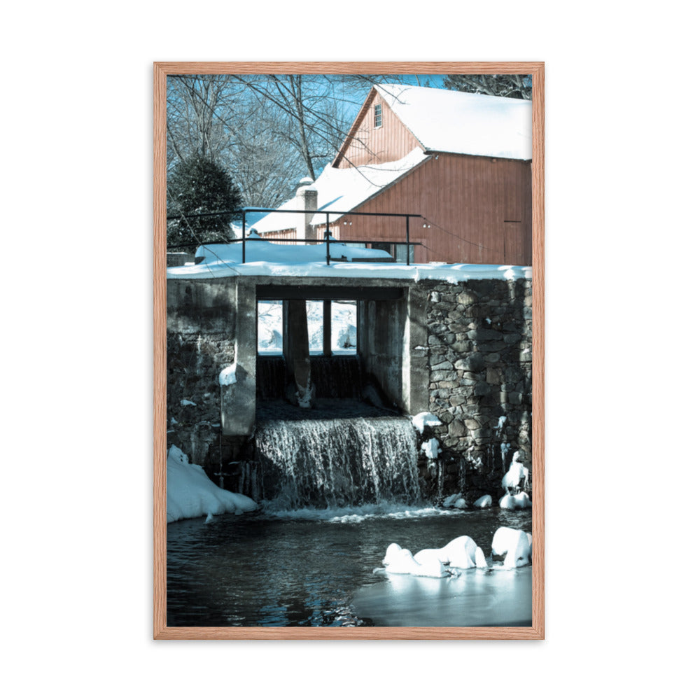 Winter Mill Rural Landscape Framed Photo Paper Wall Art Prints