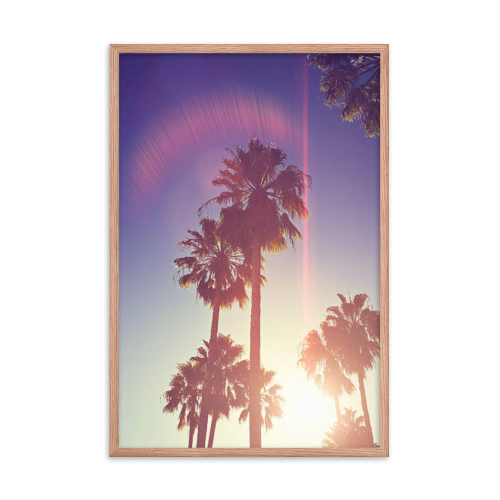 Retro Palm Trees Coastal Beach Botanical Nature Photograph Framed Wall Art Print