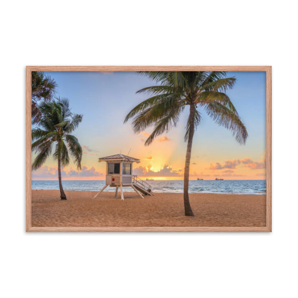 Sunrise Sentinel Coastal Beach Landscape Photograph Framed Wall Art Print