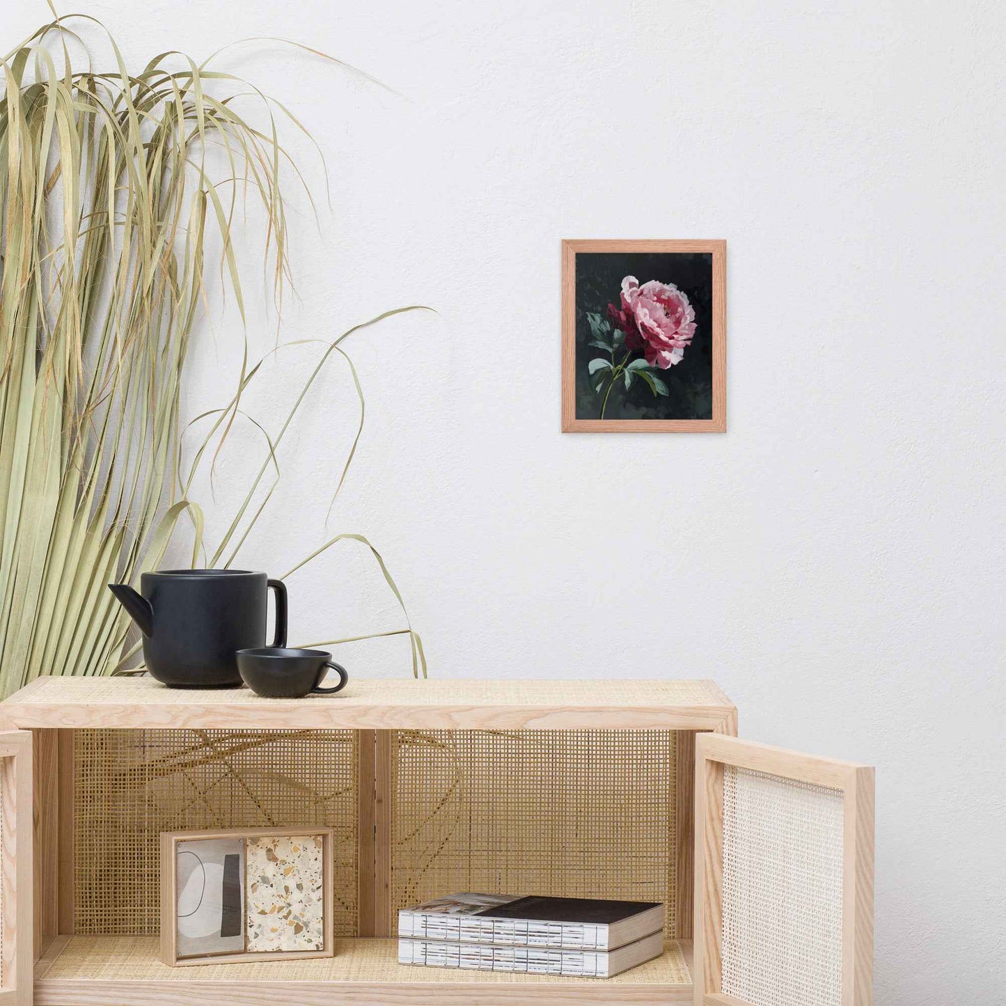 Peony Wall Art: A Soft Illumination Floral Nature Digital Artwork Framed Wall Art Print