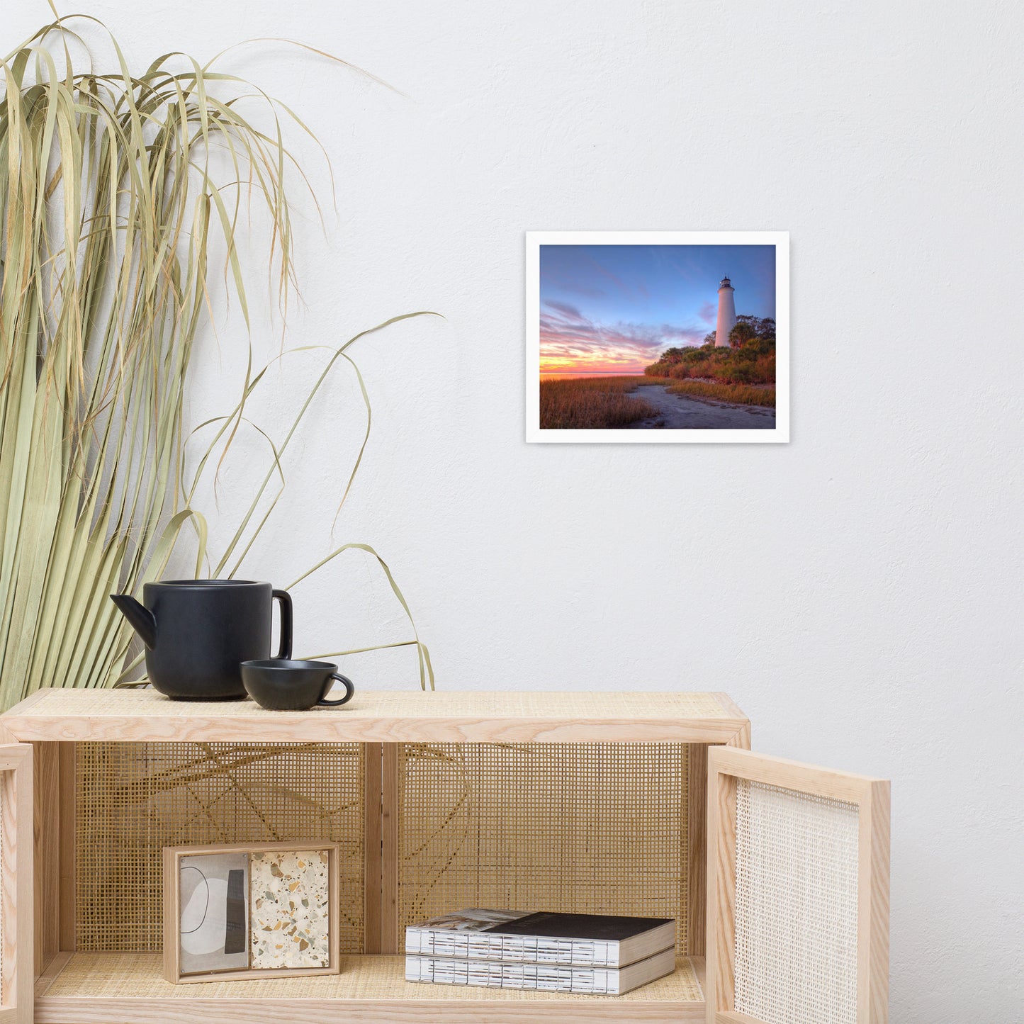 St. Marks Majesty A Beacon of Tranquility Lighthouse Architectural Coastal Beach Photograph Framed Wall Art print