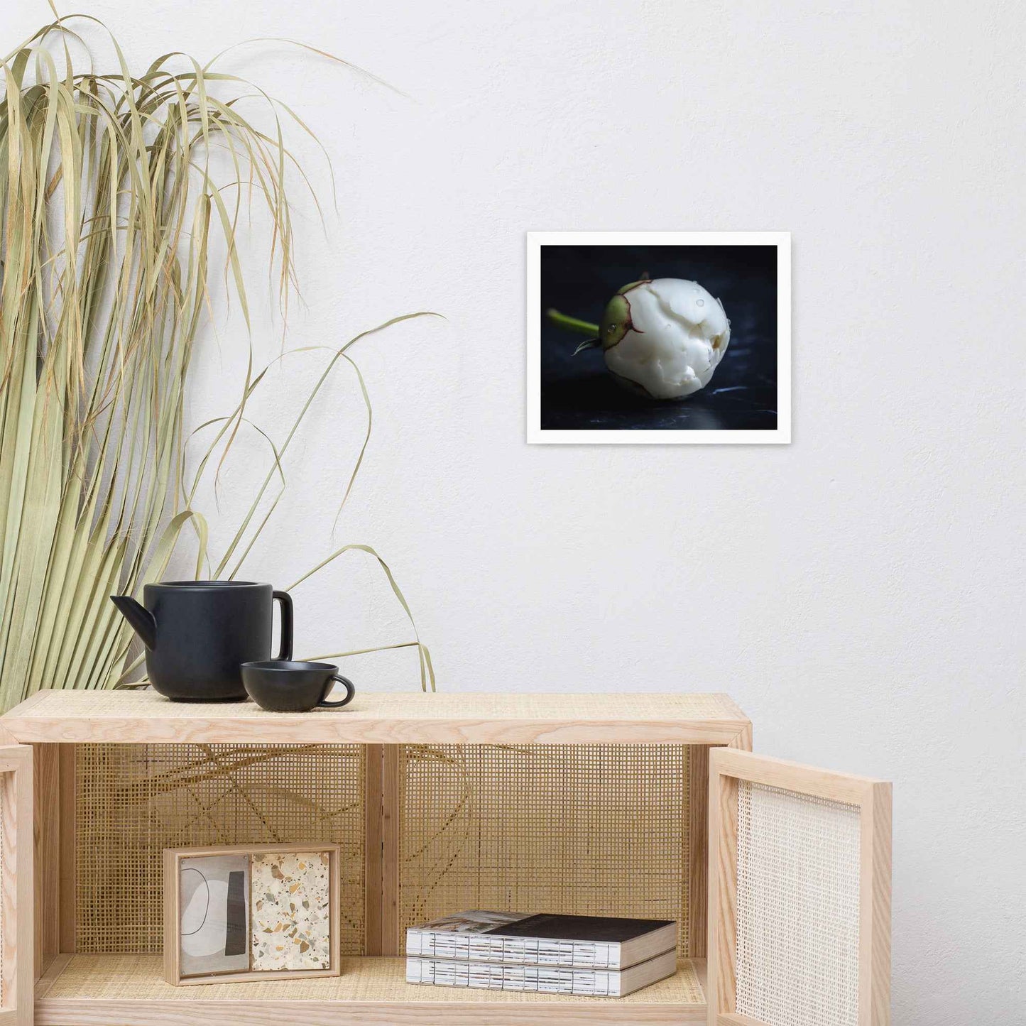 Stark Botanical Peony Bud Floral Photorealistic Digital Artwork Framed Wall Art Print